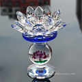 Crystal Glass Lotus Candle Holder para decoração de casamento em casa